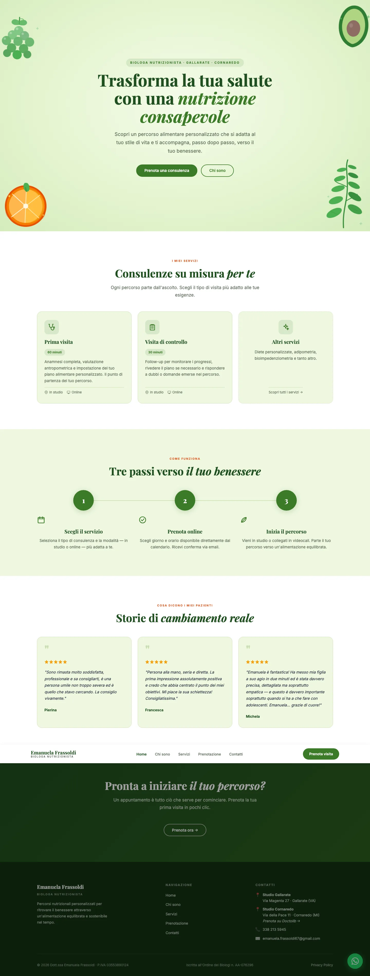 Screenshot of the Emanuela Frassoldi website